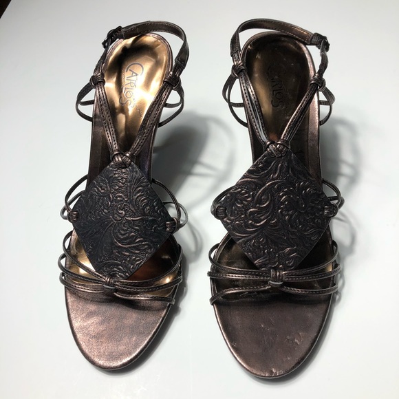 Carlos Santana Shoes - Carlos Metallic Bronze Strappy Sandal Heels Size 8